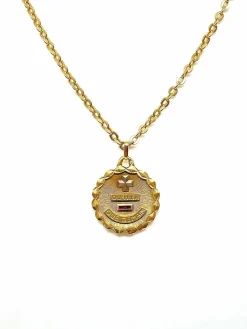 AUGIS - Chaîne et pendentif vintage en or, médaille d’amour