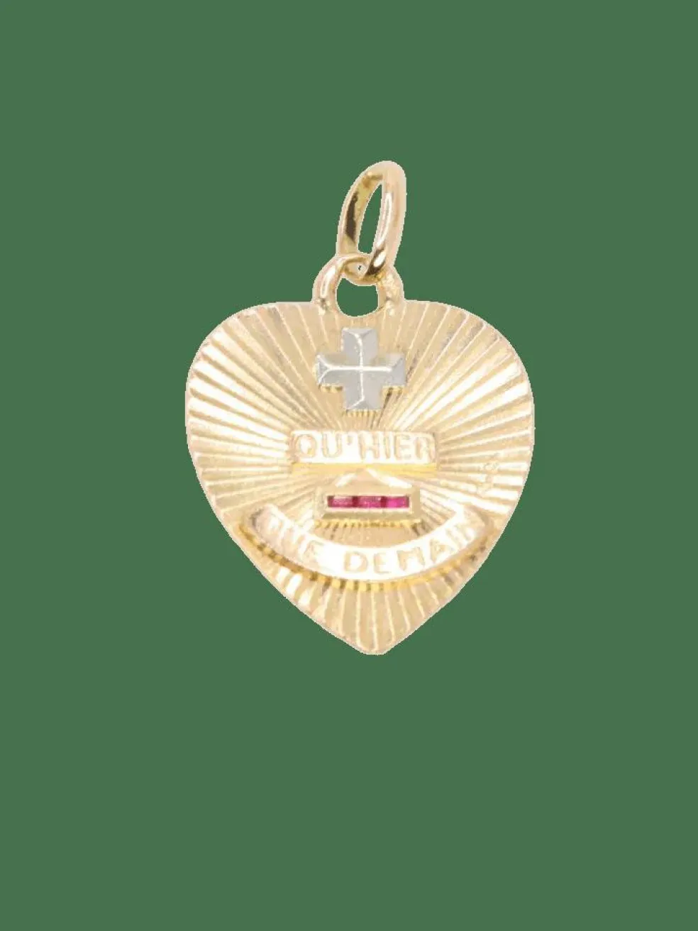 AUGIS - Médaille amour coeur plus qu'hier moins que demain or jaune rubis