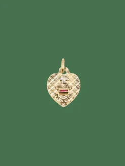 AUGIS - Médaille amour coeur quadrillé or jaune rubis