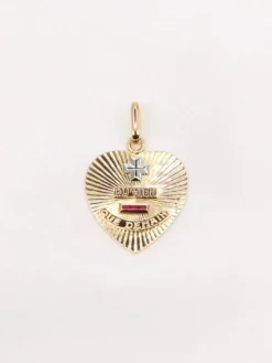 AUGIS - Médaille amour coeur or jaune diamant rubis