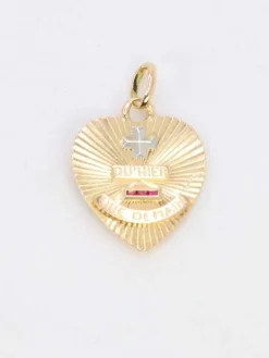 AUGIS - Médaille amour coeur plus qu'hier moins que demain or jaune rubis