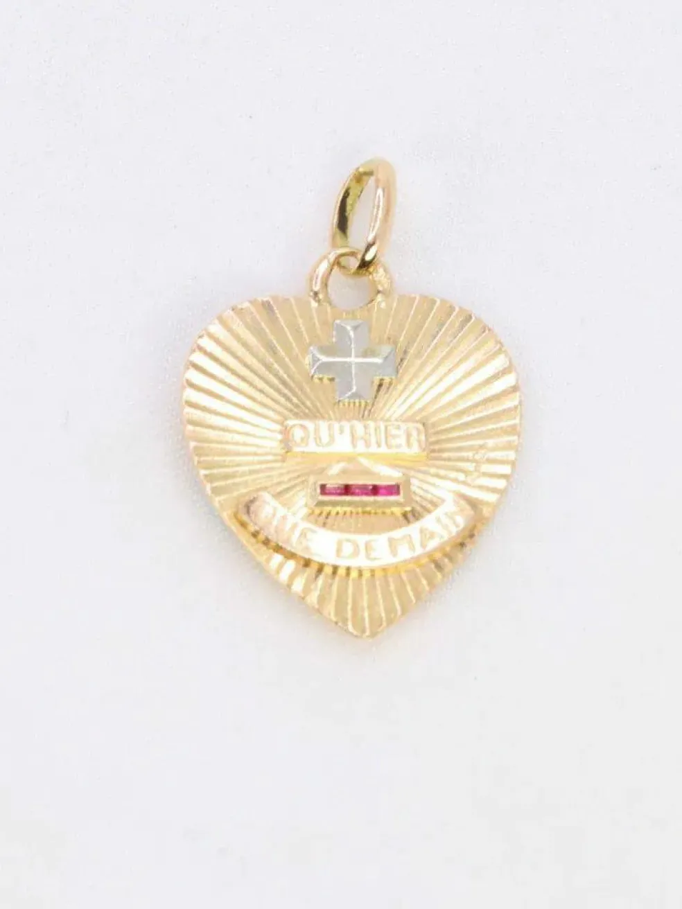 AUGIS - Médaille amour coeur plus qu'hier moins que demain or jaune rubis