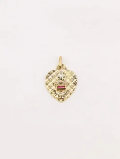 AUGIS - Médaille amour coeur quadrillé or jaune rubis