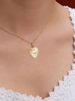 AUGIS - Médaille amour coeur or jaune diamant rubis