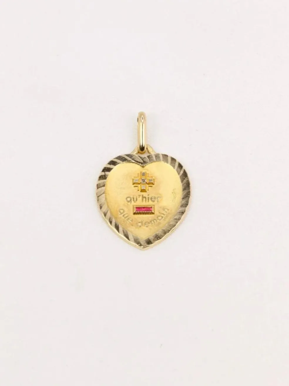 AUGIS - Médaille amour coeur or jaune diamant rubis