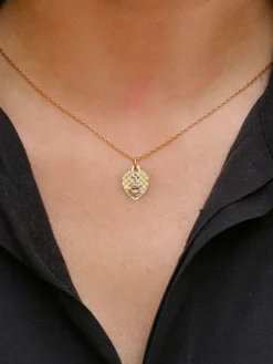AUGIS - Médaille amour coeur quadrillé or jaune rubis