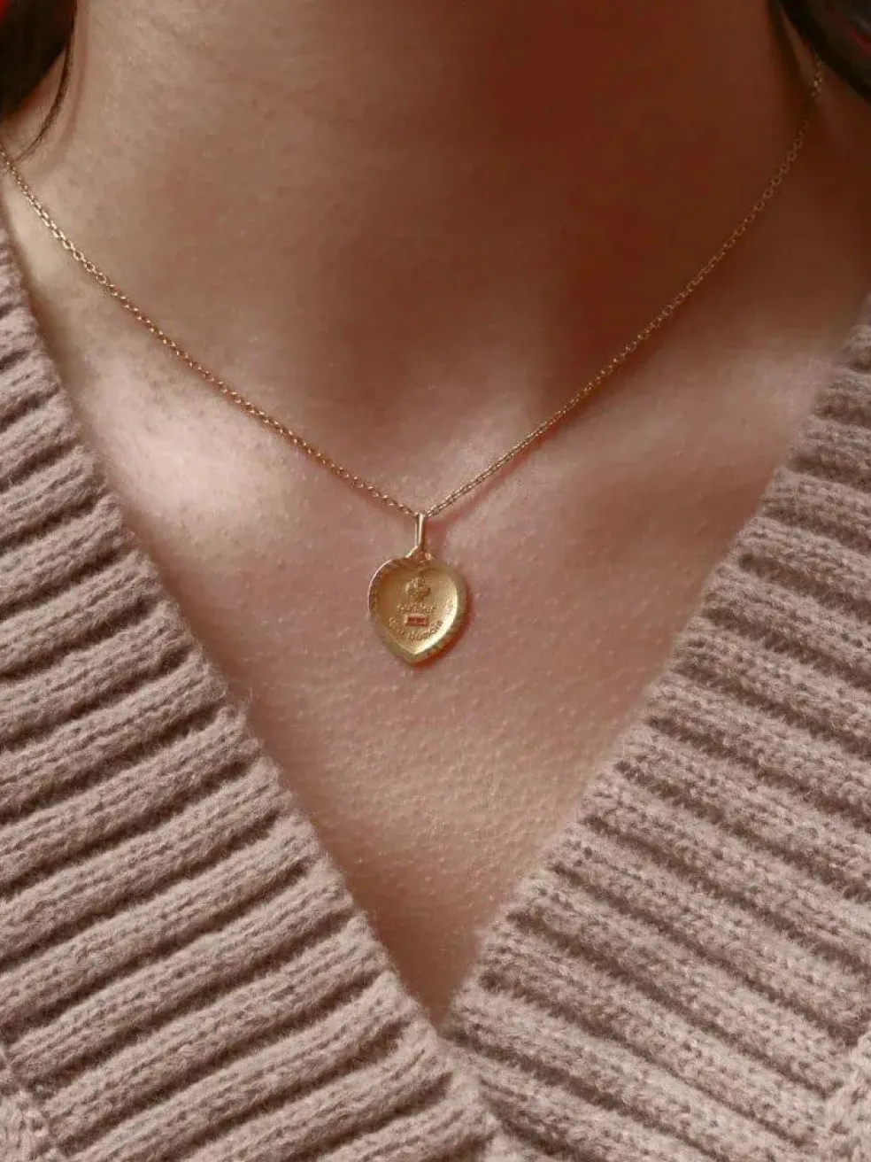 AUGIS - Médaille amour coeur or jaune diamant rubis