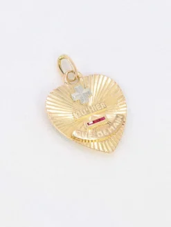 AUGIS - Médaille amour coeur plus qu'hier moins que demain or jaune rubis