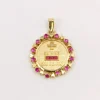 AUGIS - Médaille Amour entourage coeur rubis Plus qu’hier moins que demain or jaune diamant rubis