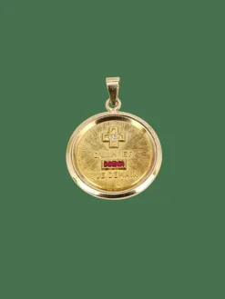 AUGIS - Médaille amour ronde or jaune diamant rubis