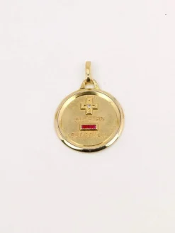 AUGIS - Médaille amour ronde or jaune diamant rubis