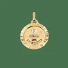 AUGIS - Médaille amour ronde striée or jaune diamant rubis
