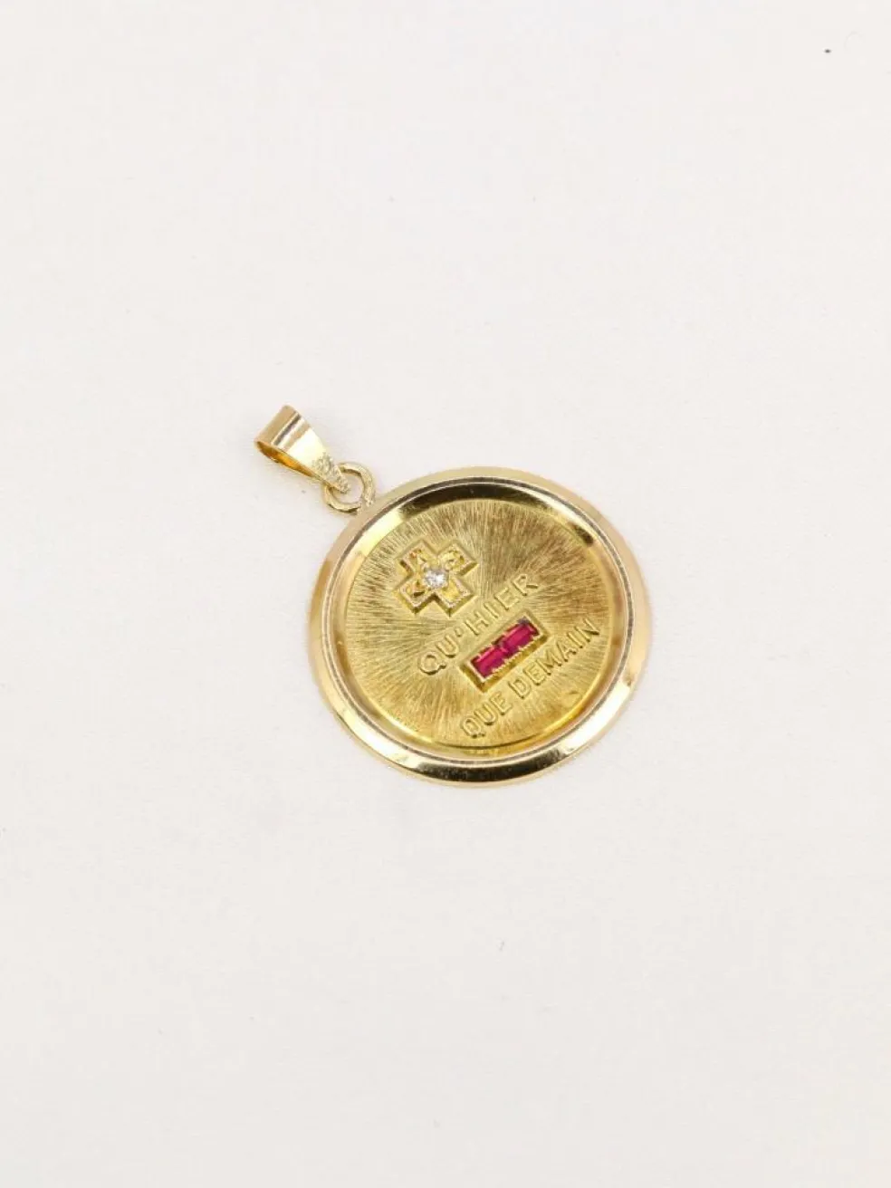 AUGIS - Médaille amour ronde or jaune diamant rubis