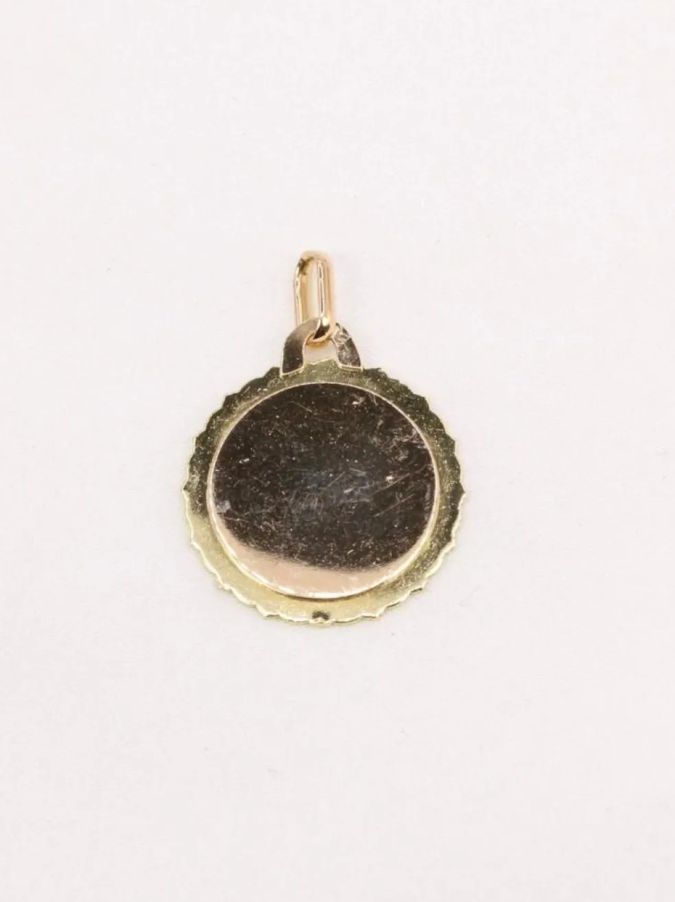 AUGIS - Médaille amour ronde striée or jaune diamant rubis