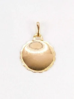 AUGIS - Médaille amour ronde Plus qu'hier moins que demain or jaune rubis motif ovale