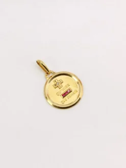 AUGIS - Médaille amour ronde or jaune diamant rubis