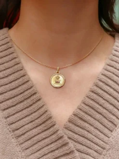 AUGIS - Médaille amour ronde or jaune diamant rubis