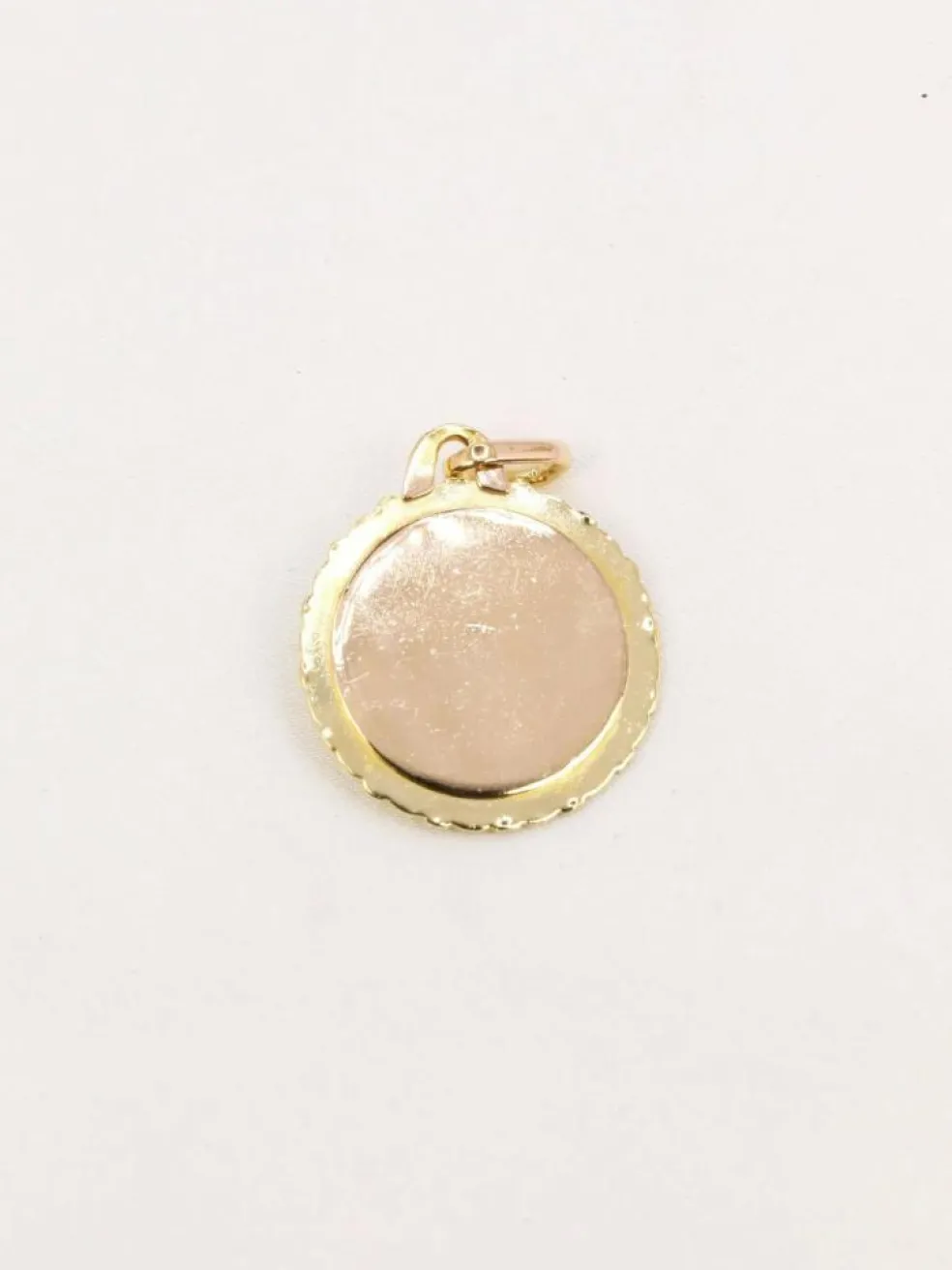 AUGIS - Médaille amour ronde striée or jaune diamant rubis