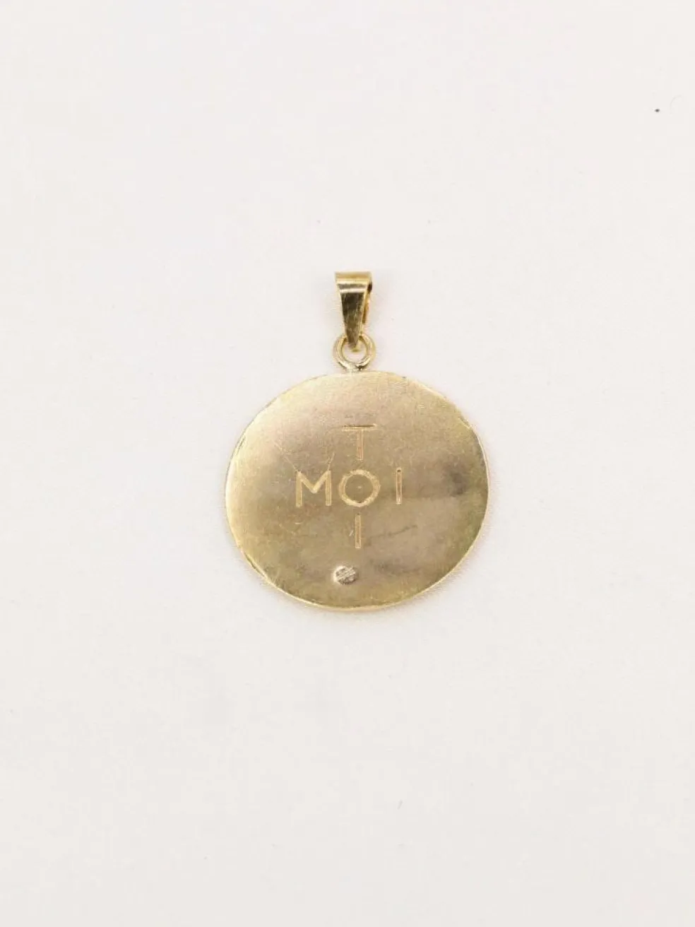 AUGIS - Médaille amour ronde or jaune diamant rubis