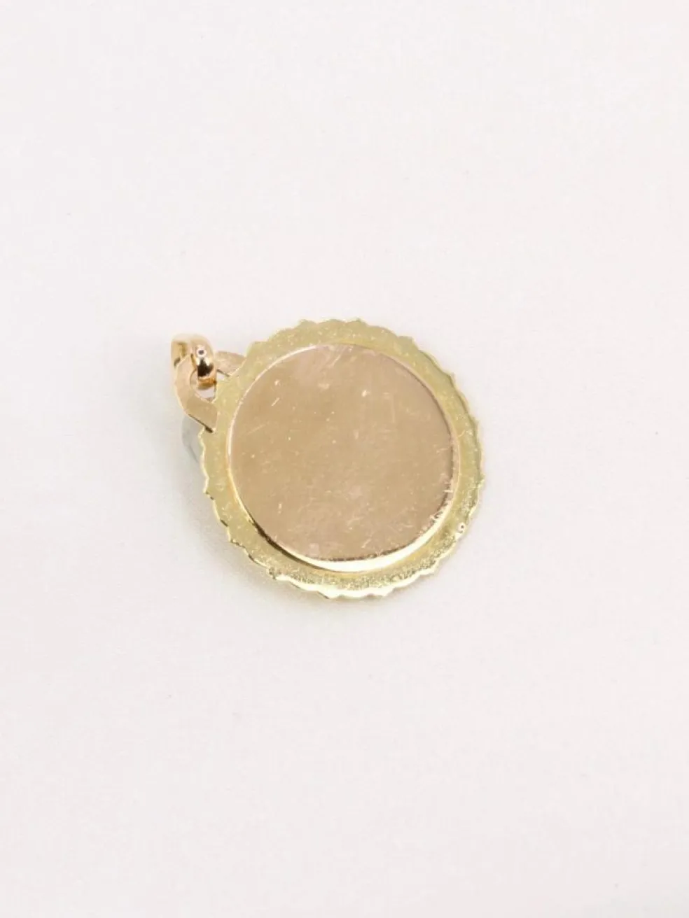 AUGIS - Médaille amour ronde striée or jaune diamant rubis