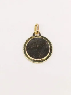 AUGIS - Médaille amour ronde striée or jaune diamant rubis