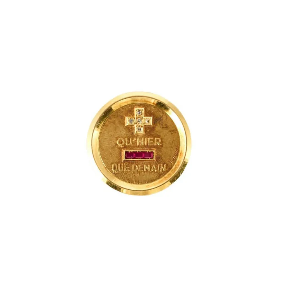 AUGIS - Médaille d'amour - or jaune et rubis de synthèse