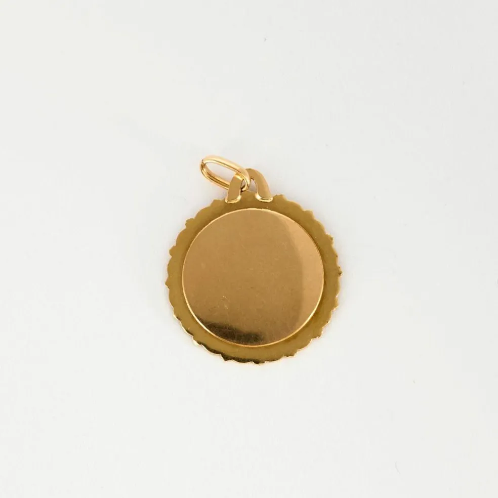 AUGIS - Médaille d'Amour en or jaune, diamant et rubis de synthèse
