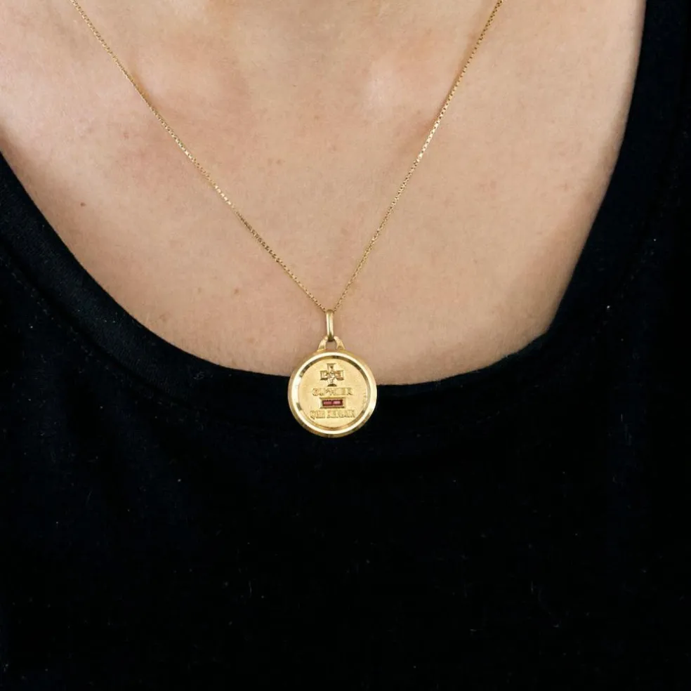 AUGIS - Médaille d'amour or jaune diamant et rubis