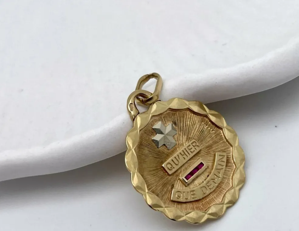 AUGIS - Médaille d'amour or jaune bordure torsadée
