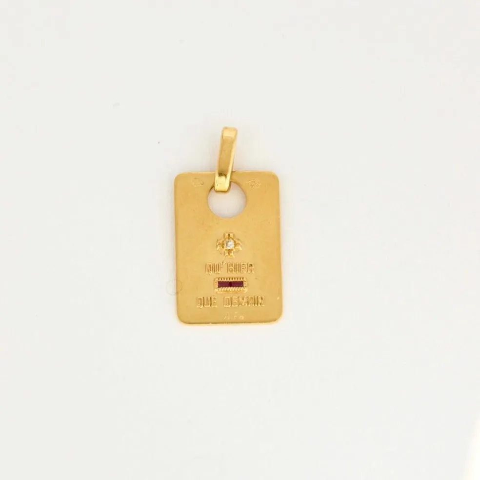AUGIS - Médaille d'Amour pendentif or jaune, diamant et rubis synthétiques