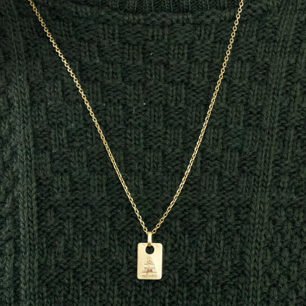 AUGIS - Médaille d'Amour pendentif or jaune, diamant et rubis synthétiques