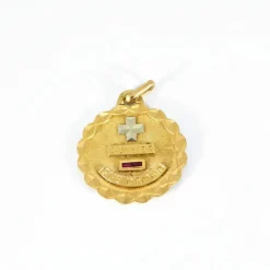 AUGIS - Médaille d'amour ronde or jaune rubis