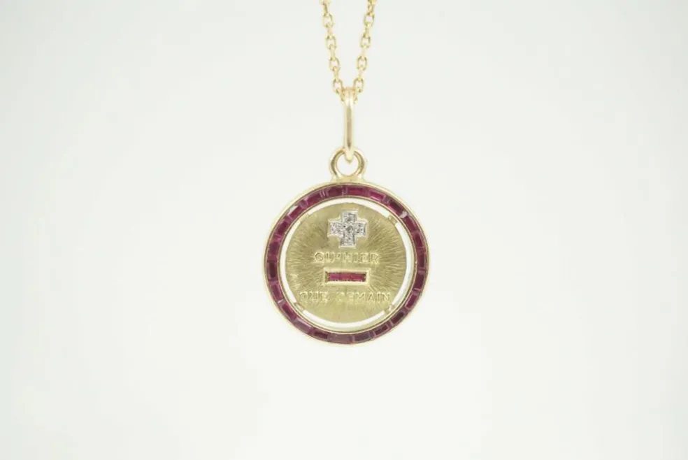 AUGIS - Médaille or jaune rubis diamants