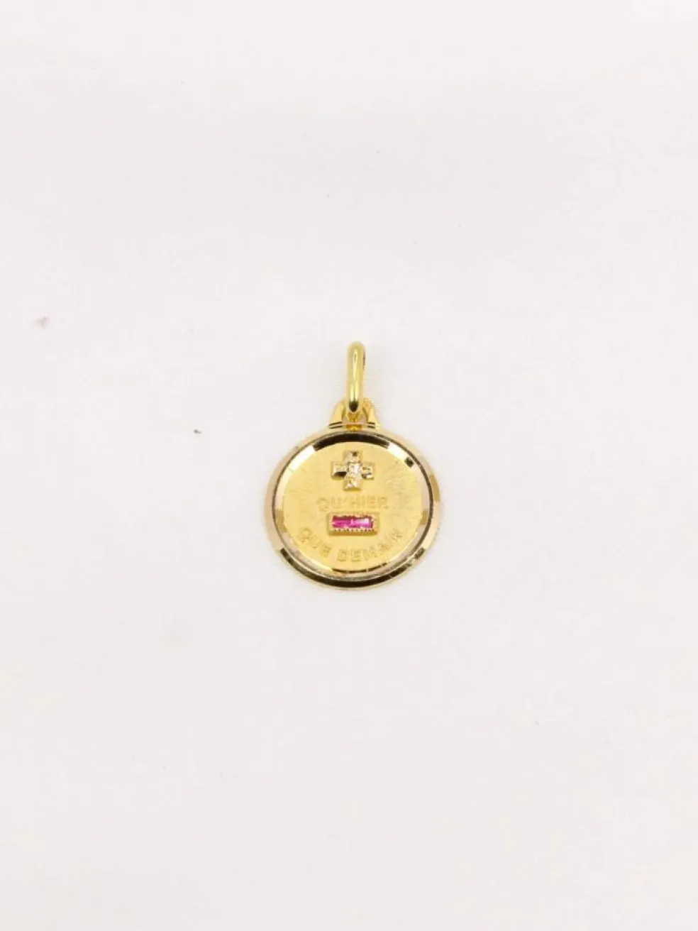 AUGIS - Mini Médaille amour or jaune diamant rubis