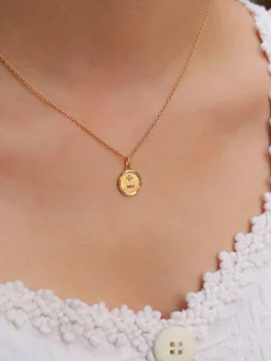 AUGIS - Mini Médaille amour or jaune diamant rubis