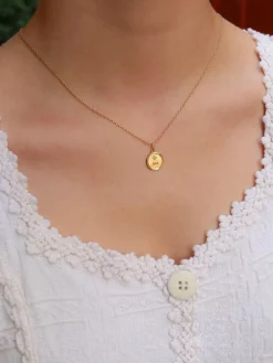 AUGIS - Mini Médaille amour or jaune diamant rubis