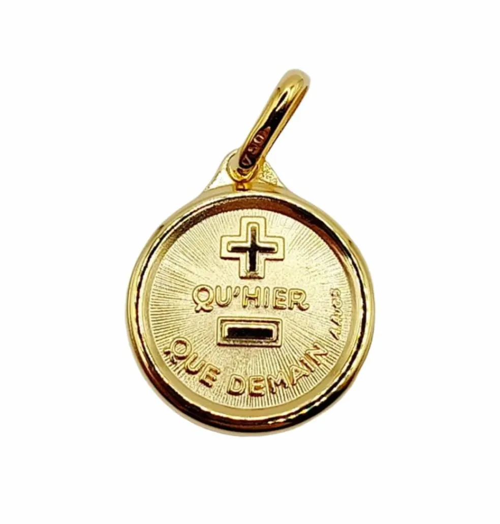 AUGIS - Pendentif médaille d'amour or "+ qu'hier - que demain" - L'Originale Mini