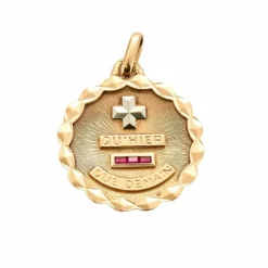 AUGIS - Pendentif Médaille d'amour or jaune et rubis