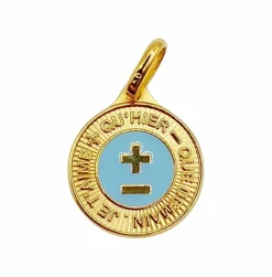 AUGIS - Pendentif médaille d'amour or jaune - L'Élégante Bleue ciel