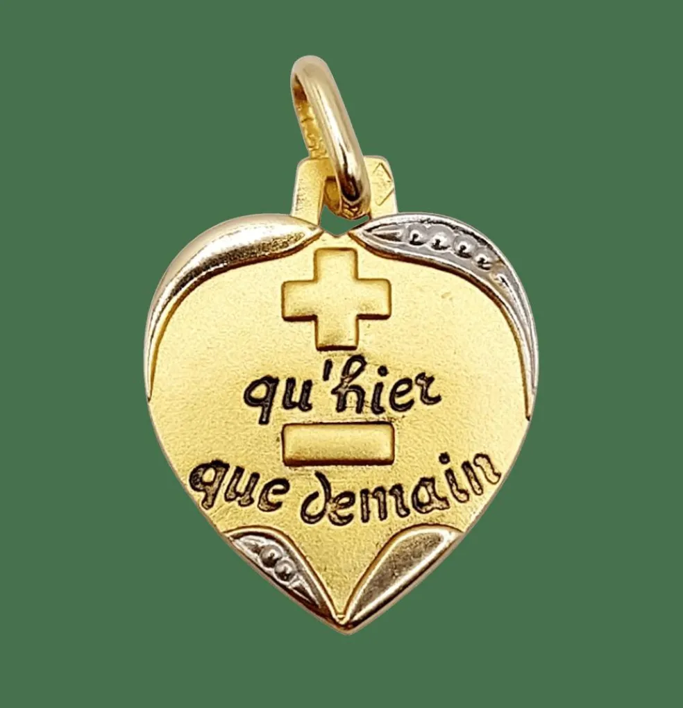 AUGIS - Pendentif médaille d'amour or "+ qu'hier - que demain" - La Sentimentale