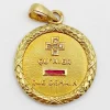 AUGIS - Pendentif médaille d'amour or jaune, diamant, rubis : + qu'hier - que demain couronne de laurier (circa 1950)