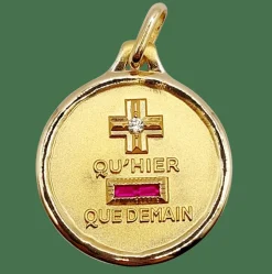 AUGIS - Pendentif médaille d'amour or "+ qu'hier - que demain" maison - L'Intemporelle