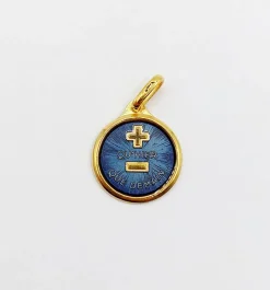 AUGIS - Pendentif médaille d'amour or jaune - L'Élégante Bleue Foncée