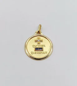 AUGIS - Pendentif médaille d'amour or "+ qu'hier - que demain" - L'Essentielle bleue