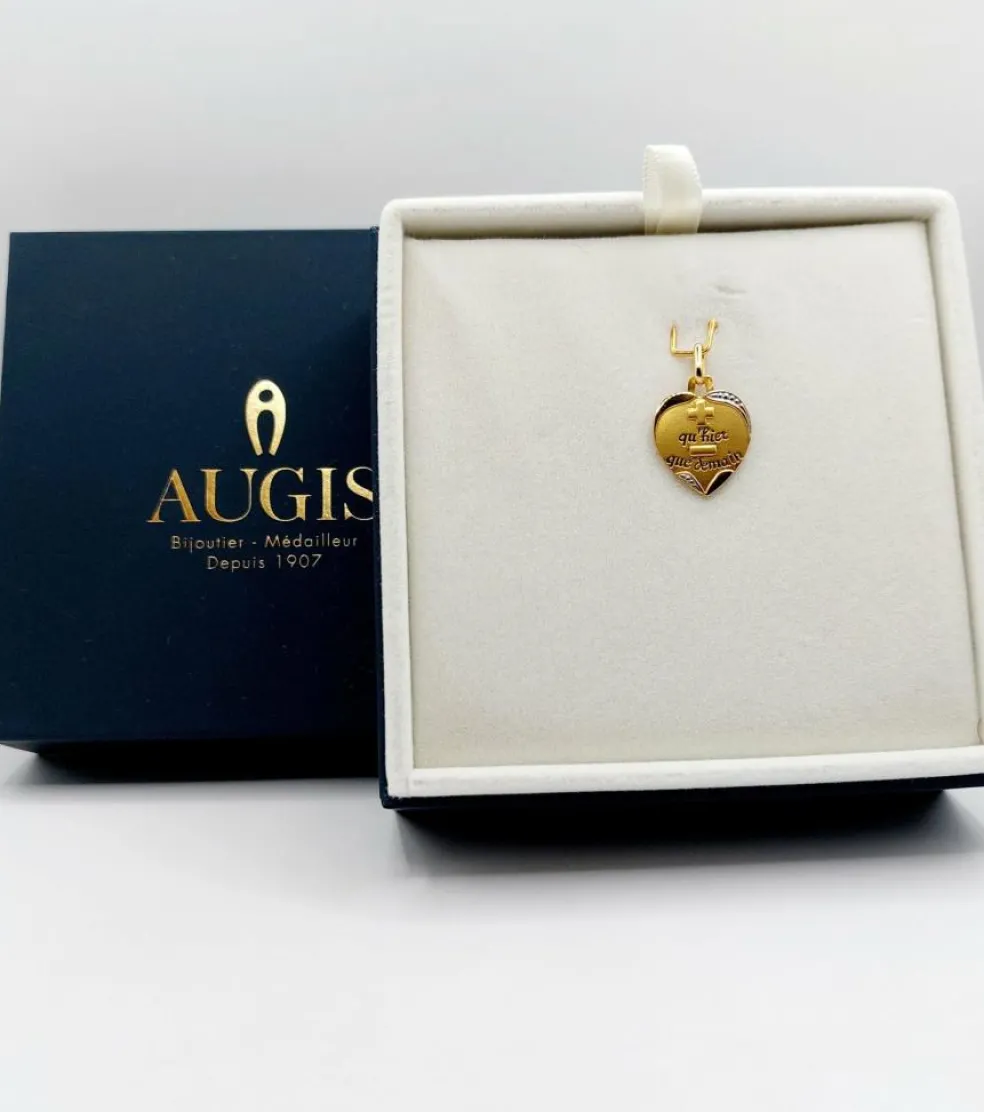 AUGIS - Pendentif médaille d'amour or "+ qu'hier - que demain" - La Sentimentale