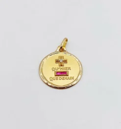 AUGIS - Pendentif médaille d'amour or "+ qu'hier - que demain" maison - L'Intemporelle