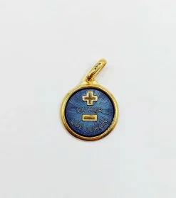 AUGIS - Pendentif médaille d'amour or jaune - L'Élégante Bleue Foncée