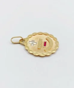 AUGIS - Pendentif médaille d'amour or rose rubis : 