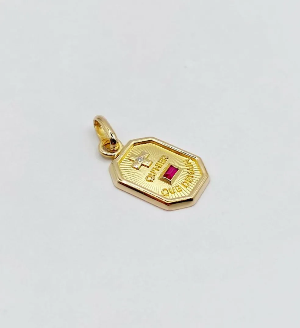 AUGIS - Pendentif médaille d'amour or "+ qu'hier - que demain" - L’Exclusive