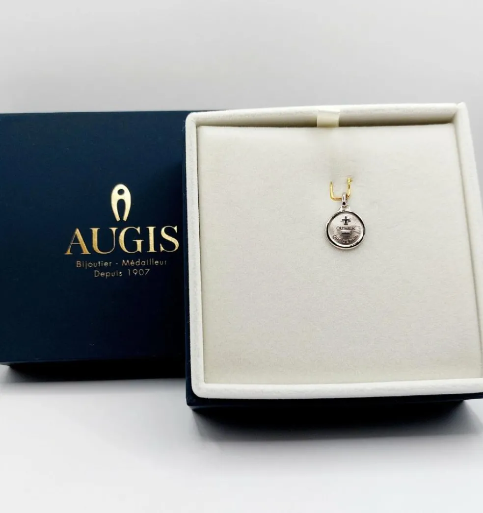 AUGIS - Pendentif médaille d'amour or blanc "+ qu'hier - que demain" - L'Originale Mini